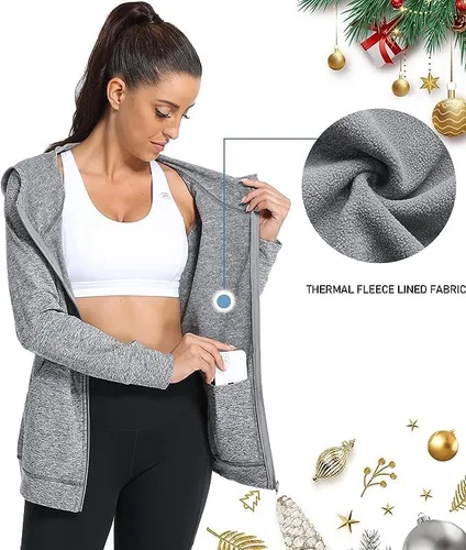 Vista 3 de Hibelle - Sudadera con capucha para mujer con forro polar y bolsillos