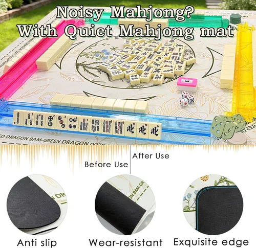 Vista 5 de GUJYUYIF166 American Mahjong Tiles Set with Mat, Racks and Accessories White