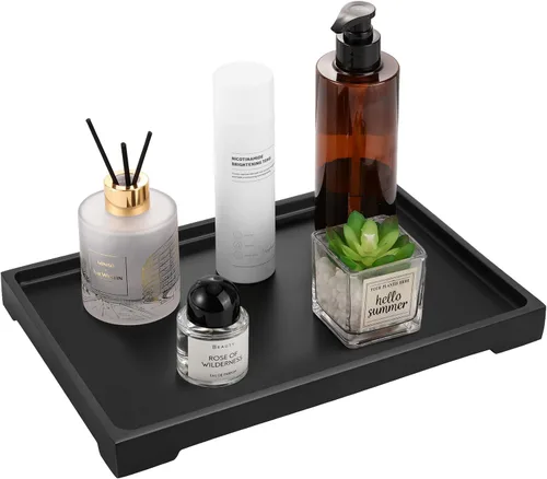 Vista 22 de Luxspire Bandeja de resina para tocador, bandeja de baño, bandeja de almacenamiento para tanque del inodoro, 11 x 4 pulgadas, bandejas para A - Tinta