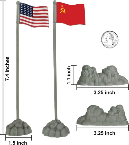 Vista 2 de BMC WW2 D-Day Allies Axis Plastic Army Men Banderas 10pc Militar Playset Accesorio