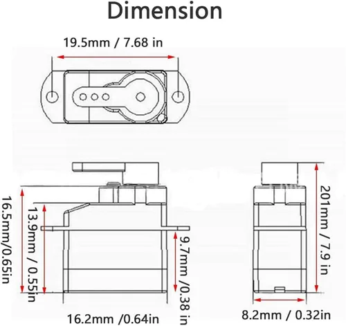 Vista 3 de 2 unids DM-S0020 0.07 oz Ultra-Micro Servo Motor sin núcleo 180 grados 0.07 oz Servo digital con conector JR 3.7V-5V para RC Hobby Modelo Avión