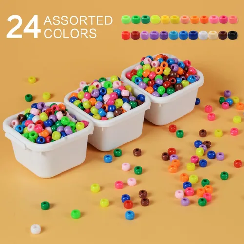 Vista 2 de Simetufy 1200 cuentas Kandi para trenzar el cabello, hacer pulseras y Multicolor