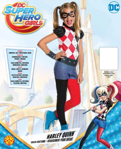 Vista 2 de Disfraz Rubie's DC Superhero de Harley Queen para niñas, M, Multicolor