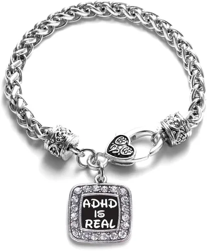 Vista 48 de Pulsera de dijes cuadrados de plata con joyería de circonita cúbica