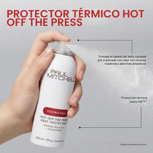 Vista 4 de Paul Mitchell Hot Off The Press Heat Protectant, Humidity Resistance, Flexible Hold + Natural Finish, For All Hair Types