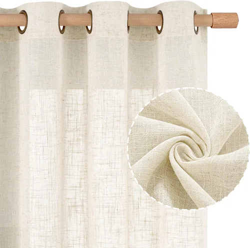 Vista 12 de LAMIT Cortinas de lino marrón caramelo para sala de estar, 84 pulgadas, de lino sintético, texturizado, filtrante de luz, paneles de privacidad