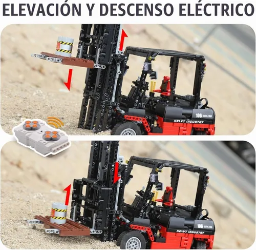 Vista 2 de Mould King 13106 Kit de Bloques de Construcción de Montacargas, Modelo de Camión Elevador de Estantería de Servicio Pesado MOC con Control Remoto