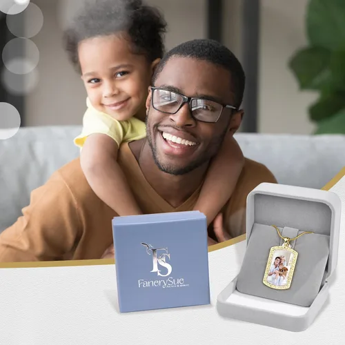 Vista 6 de Fanery sue Collar personalizado con etiqueta de perro para hombres y mujeres, collar conmemorativo con imagen, colgante grabado con foto