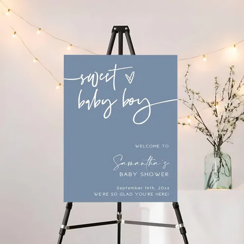 Vista 13 de Señal de Bienvenida Personalizada para Baby Shower de Niño, Señal de Baby Shower Niño, Decoraciones de Baby Shower Azul Boho de Oso Sol, Aquí Viene