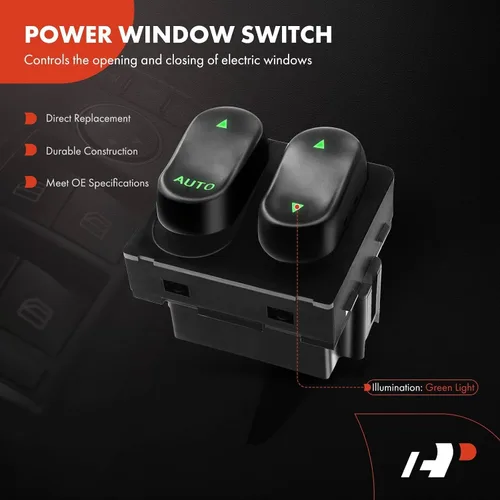 Vista 3 de A-Premium Interruptor de ventana eléctrica del conductor delantero compatible con Ford F-150 F150 1999-2002 F-250 F250 1999 cabina estándar de 2