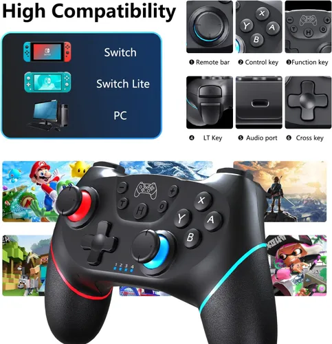 Vista 2 de YUYIU Upgraded Switch Controller Switch Pro Controller-Switch Remote Gamepad Joystick for Nintendo SwitchSwitch LiteSwitch OLEDPro Controller Switch