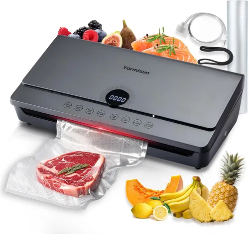 Vista 9 de Sellador al vacío para alimentos 90Kpa Potente máquina de sellado al vacío 7 en 1 modos con bolsa de almacenamiento de frescura Potente