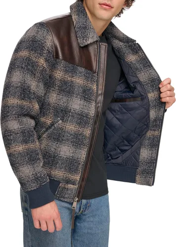 Vista 5 de Levi's Men's Mixed Media Western Plaid Bomber Jacket