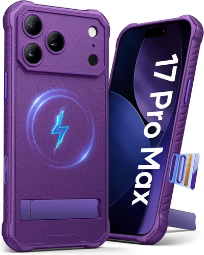 Vista 10 de Funda para iPhone 17 Pro, compatible con MagSafe, soporte integrado y botón de captura de control de cámara, protección de grado militar, funda