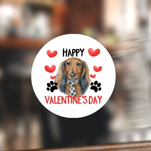 Vista 17 de 100 calcomanías de San Valentín con corazón rojo Corgi para perros, etiqueta de vinilo para perros del día de San Valentín, calcomanías redondas