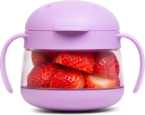 Vista 15 de Ubbi Tweat Contenedor de snacks sin derrame para niños, libre de BPA, tazón de viaje para niños pequeños, rosa rubor Tritan - Tazas a prueba
