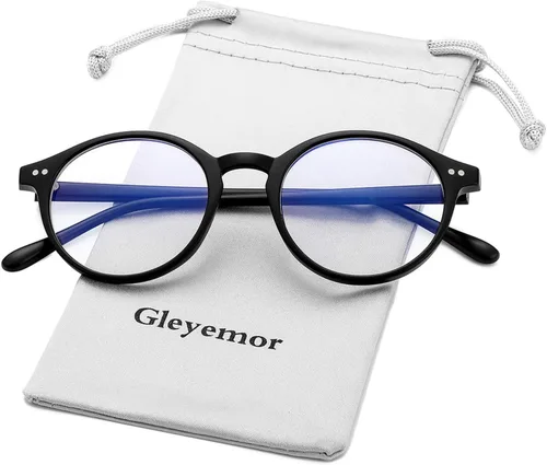 Vista 14 de Gleyemor Blue Light Glasses for Men Women, Vintage Round Frame Eyeglasses Leopardo