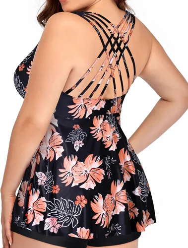 Vista 3 de Yonique Plus Size Tankini Tops for Women No Bottom Flowy Bathing Suit Top V Neck Swim Top