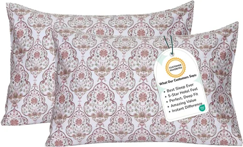 Vista 19 de Feather & Stitch - Juego de 2 fundas de almohada estándar de 100 % algodón, 500 hilos, fundas de almohada suaves con cierre tipo sobre, suaves