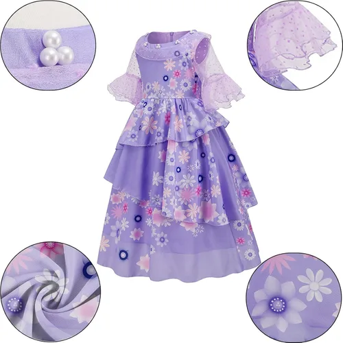 Vista 4 de Amtidy Princess Costume for Girls Costume Toddler Fancy Dress Party with Accessories