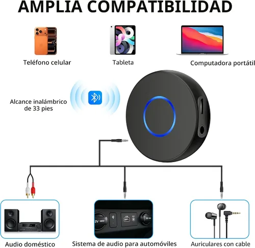 Vista 4 de SONRU Adaptador Bluetooth Aux para Coche, Receptor de Audio Inalámbrico, Kit Portátil de Manos Libres con RCA AUX 3.5mm para Sistema de Sonido
