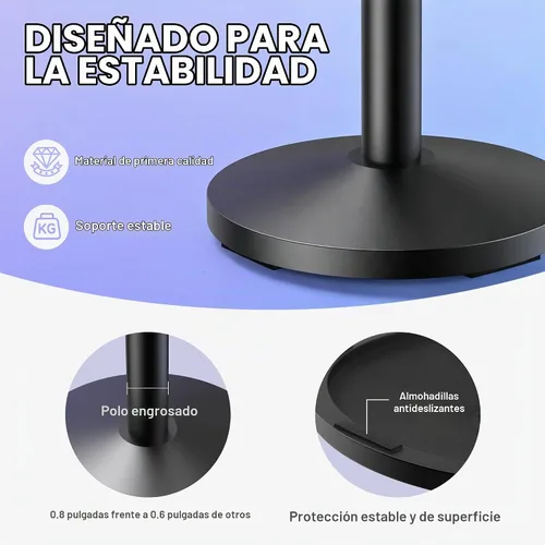 Vista 3 de InnoGear Soporte de micrófono de escritorio, soporte de micrófono de mesa mejorado ajustable con clip de micrófono y tornillo macho de 5/8" a hembra