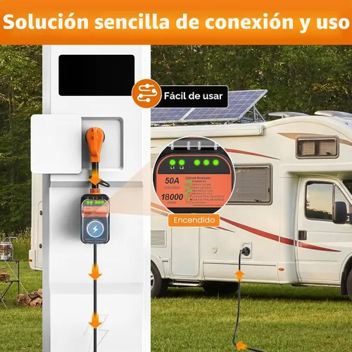 Vista 4 de MILLIONHOME Protector contra sobretensiones para autocaravana de 50 amperios, protección de voltaje, protectores de sobretensión, impermeables
