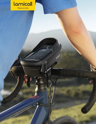 Vista 7 de Lamicall Paquete de 2 bolsas impermeables para marco de bicicleta, [versión 1s] [2 en 1], bolsa de teléfono para bicicleta, soporte para teléfono