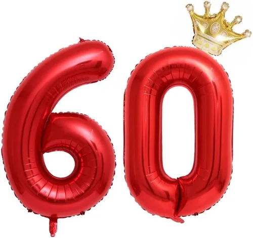 Vista 7 de Globos rosa claro del número 60 de 40 pulgadas con corona, globos de cumpleaños 60 para mujeres, decoraciones de cumpleaños de 60 pulgadas, globos