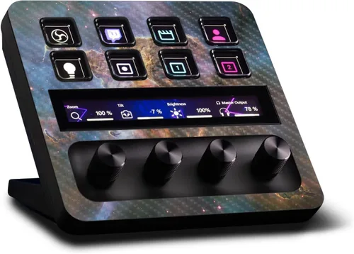 Vista 19 de MightySkins - Piel de fibra de carbono compatible con Elgato Stream Deck + madera gris Acabado de fibra de carbono texturizado protector