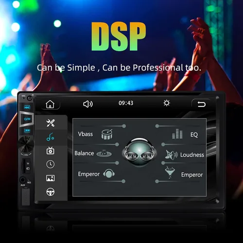 Vista 6 de Estéreo de auto doble DIN con CarPlay inalámbrico y Android Auto, radio de coche HD de 7 pulgadas con Bluetooth, entrada USB/SD/AUX, FM, SWC