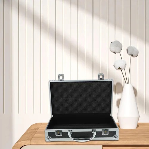 Vista 4 de Cabilock Caja de aluminio con cerradura Caja de aluminio Caja de caja rígida portátil Caja de maletín de metal Cerradura segura