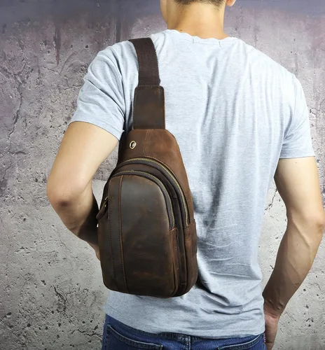 Vista 7 de Le'aokuu Bolso cruzado cruzado de viaje para hombre, estilo casual, para exteriores, con correa para el hombro, mochila