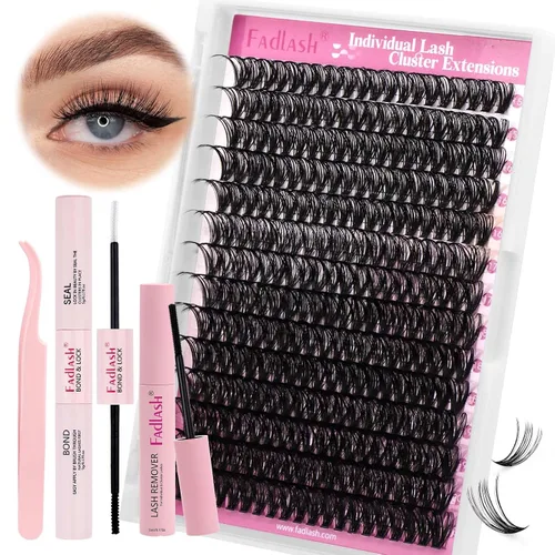 Vista 30 de Extensiones de racimos de pestañas con bandeja grande, pestañas individuales 10D 20D, mezcla natural, suave, C Cur negro, imitación de visón