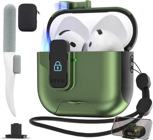 Vista 33 de Maxjoy Funda protectora para AirPods Pro 3 con kit de limpieza, funda rígida militar con bloqueo que absorbe los golpes, azul oscuro