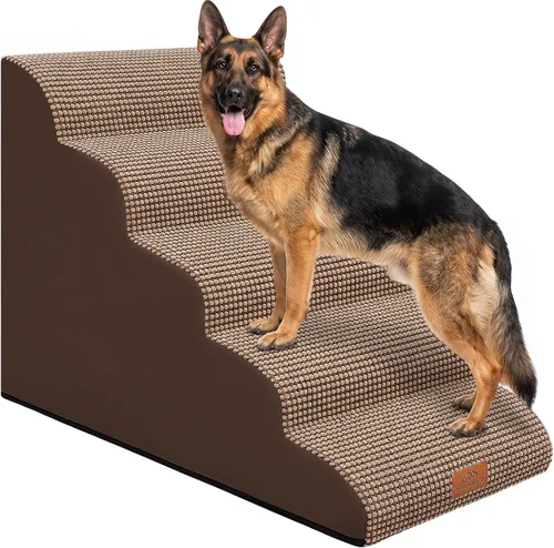 Vista 16 de Zerbuger Rampa para perros y escaleras para cama, beige de 3 escalones