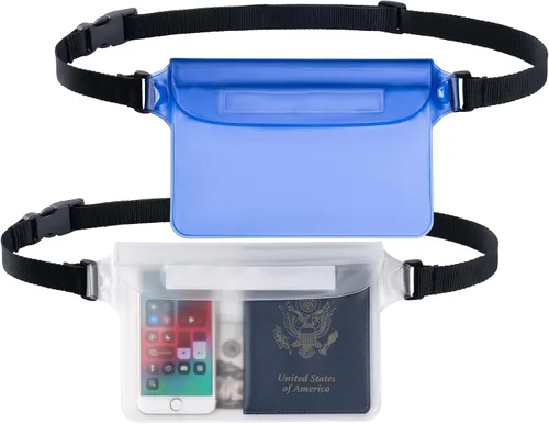 Vista 10 de CADONO Paquete de 2 fundas impermeables con correa ajustable para la cintura Bolsa seca sensible al tacto en pantalla, mantiene tu teléfono y Negro