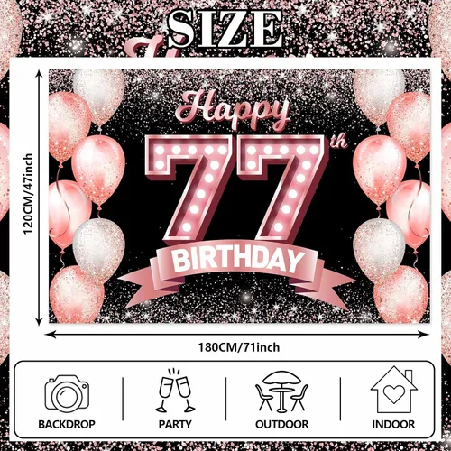 Vista 290 de Cartel de feliz cumpleaños décimo oro rosa, telón de fondo, saludos a 10 años, globos de confeti, decoración temática para niñas de 10 años
