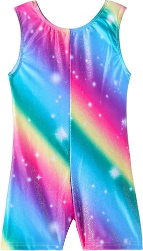 Vista 2 de QoozZ Bicicleta de gimnasia para niñas, gimnasia, con estampado de galaxia, Unitard
