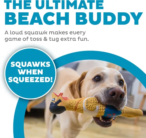 Vista 2 de Outward Hound by Charming Pet Squawkers Earl - Juguete de goma de pollo con látex chillón para perros, juguete divertido e interactivo