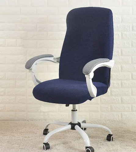 Vista 10 de LINGXIYA Funda elástica para silla de oficina, suave y cómoda, de tela de grano de maíz, resistente al agua, resistente a derrames, funda para silla