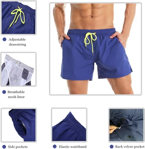 Vista 4 de Lncropo Traje de baño para hombre con forro de malla de secado rápido