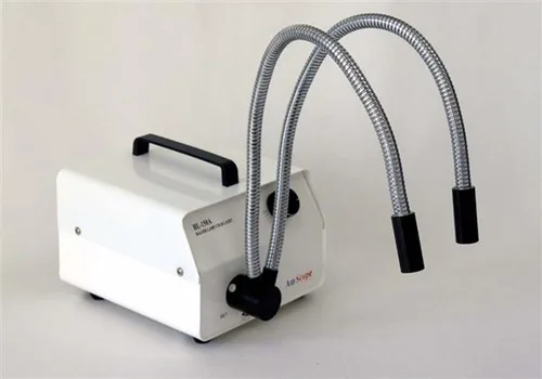 Vista 2 de AmScope Luz dual del microscopio del cuello de cisne de la fibra óptica HL150-AY 150W