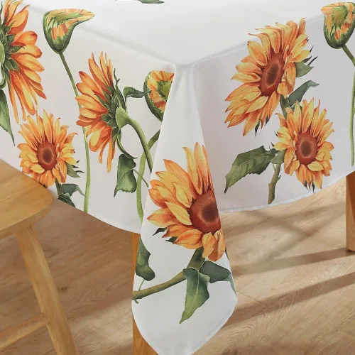 Vista 3 de Mantel rectangular de verano de 60 x 84 pulgadas, mantel floral de girasol, a prueba de derrames, lavable, resistente a las arrugas, acuarela
