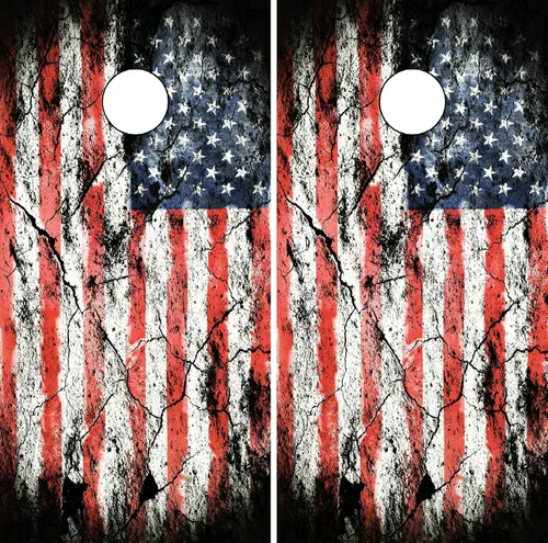 Vista 5 de GRAPHIX Express C197 - Bandera estadounidense envejecida - Cornhole Board Wrap patriótico - Calcomanía de vinilo laminado resistente a la intemperie