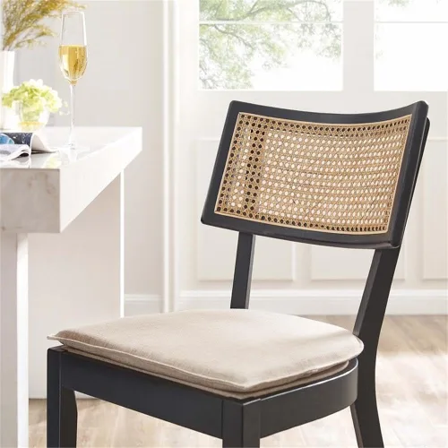 Vista 10 de Modway Taburetes de madera Caledonia - Juego de 2 taburetes en negro y beige Negro Beige