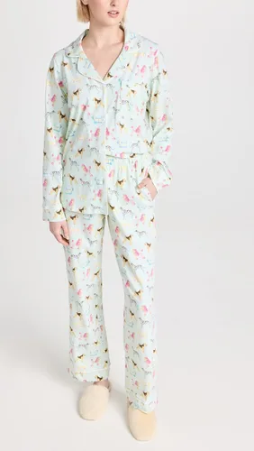 Vista 2 de BedHead Pajamas Conjunto de pijama largo para mujer, espectáculo de perro, azul, estampado, talla M, Exposición canina