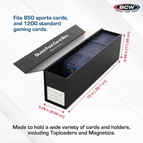 Vista 3 de BCW QuickFold® Cajas de almacenamiento de tarjetas para magnéticos y toploaders – Paquete de 3 Caja portadora de tarjetas con cierre magnético