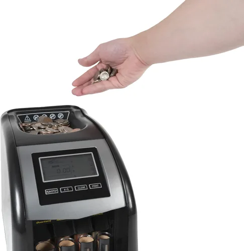 Vista 4 de Royal Sovereign Contador/clasificador eléctrico de monedas de 4 filas con tecnología patentada antiatascos y pantalla de conteo digital (FS-44N)