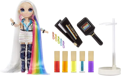 Vista 3 de Rainbow High Hair Studio - Crea cabello arcoíris con muñeca exclusiva, extra largo, color de cabello lavable y ropa completa y accesorios